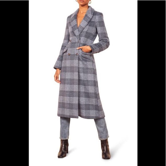 Reformation Jackets & Blazers - reformation york coat blue check XS NWT